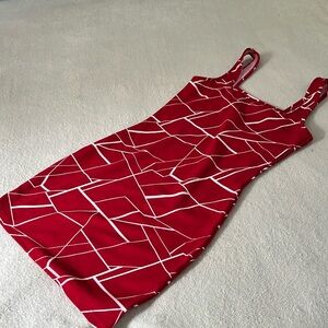 Red and white bodycon dress
